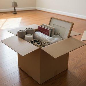 gebrauchte Umzugskartons auf Boden